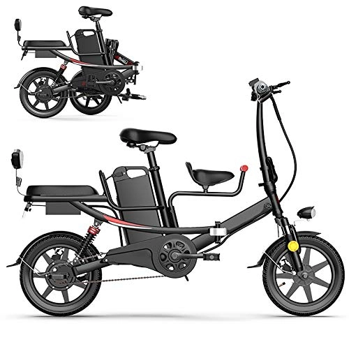 Electric Bike : Pc-Glq 14" Folding Electric Bike for Adults, 400W Electric Bicycle, Commute Ebike, Removable Lithium Battery 48V, Black, 11AH