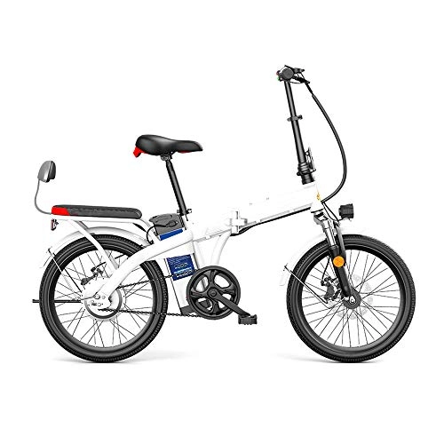 Electric Bike : Pc-Glq 20" 250W Foldaway / Carbon Steel Material City Electric Bike Assisted Electric Bicycle Sport Mountain Bicycle with 48V Removable Lithium Battery, White, 45KM
