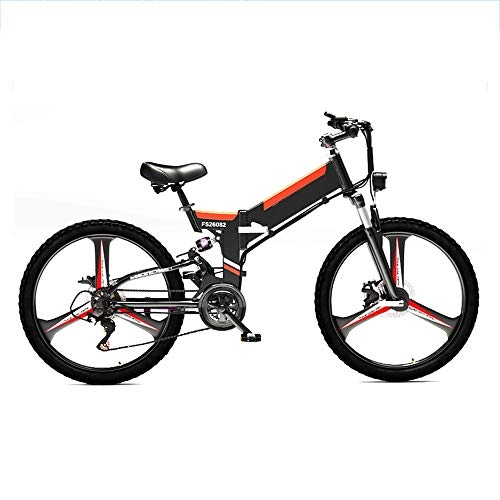 Electric Bike : Pc-Glq 24" Electric Bike, Folding Electric Mountain Bike with Super Lightweight Aluminum Alloy, Electric Bicycle, Premium Full Suspension And 21 Speed Gears, 350 Motor, Lithium Battery 48V, 12.8AH