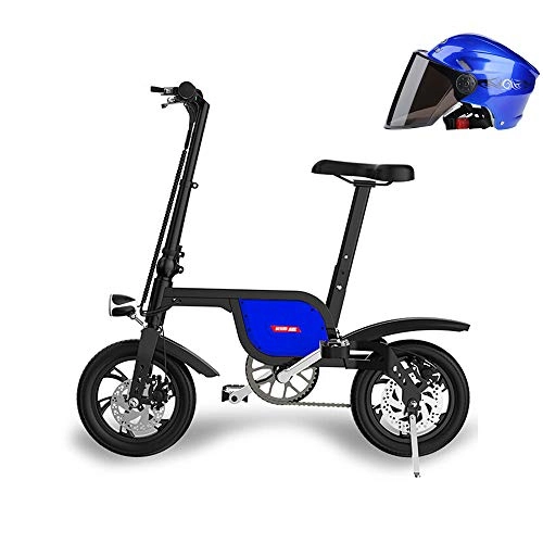 Electric Bike : Pc-Glq 250W Electric Bike 12" Foldable Mountain Bike 6Ah City Small Electric Bike 36V Lithium Battery Maximum Speed 25KM / H Load 120KG, Blue