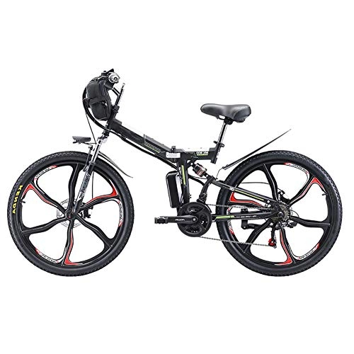 Electric Bike : Pc-Glq 26'' Folding Electric Mountain Bike, 350W Electric Bike with 48V 8Ah / 13AH / 20AH Lithium-Ion Battery, Premium Full Suspension And 21 Speed Gears, 20AH