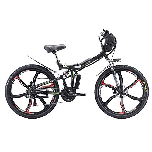 Electric Bike : Pc-Glq 26'' Folding Electric Mountain Bike, Electric Bike with 48V 8Ah / 13AH / 20AH Lithium-Ion Battery, Premium Full Suspension And 21 Speed Gears, 350W Motor, 13A