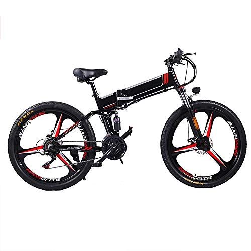 Electric Bike : Pc-Glq 26-Inch Upgrade The Frame Fat Tire Electric Bicycle 48V 10 / 12.8AH Battery Adult Auxiliary Bike 350W Motor Mountain Snow E-Bike, Black, 10AH