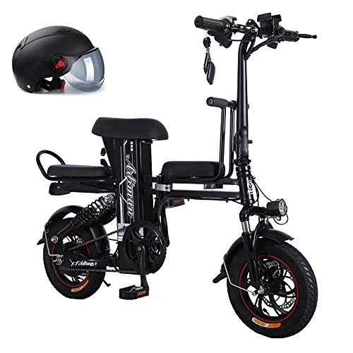 Electric Bike : Pc-Glq 350W Folding Electric Commuter Bike, 12'' City Ebike with 8Ah Removable Lithium-Ion Battery Electric Bicycles, Black, 11A