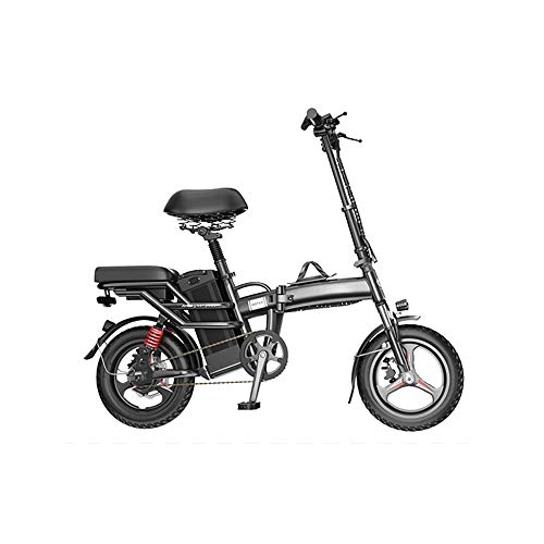 Electric Bike : Pc-Glq Folding Electric Bike Ebike, 14'' Electric Bicycle with 48V Removable Lithium-Ion Battery, 250W Motor, Dual Disc Brakes, 3 Digital Adjustable Speed, Foldable Handle, 43AH