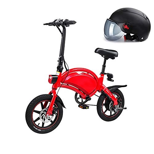 Electric Bike : Pc-Glq Folding Electric City Bike, Up To 25 Km / H, Adjustable Speed Bike, 14 Inch Wheels, 36V / 10.4Ah Lithium Battery, Unisex Adult, Parent-Child Electric Bicycle, Red