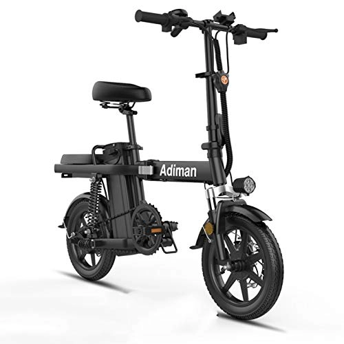 Electric Bike : Pc-Hxl Electric Bicycles Adult Ebike, 350W 48V 8AH Removable Lithium Battery, Dual Disc Brakes, Foldable Handle, Lightweight City Electric Bicycle, Unisex, Black