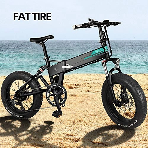 Electric Bike : Phaewo Electric Mountain Bike20x4 inch 250W 7-Speed Aluminum Foldable Electric Bicyle with Fat Tires, Electric Power Assist (50 Miles), with Removable Battery and LCD Display