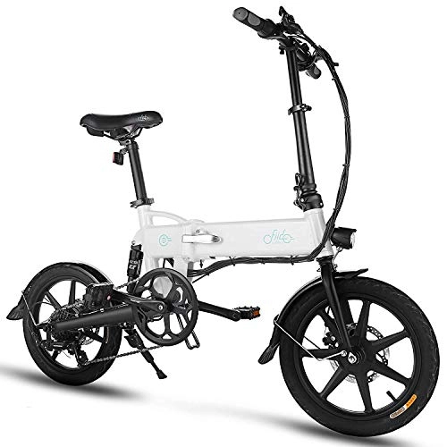Electric Bike : Phaewo Folding Electric Bike D2 Ebike 3 Work Modes 16 Inch Tire Electric Bicycle with Shock Absorption Device 36V 7.8Ah Lithium Battery with LED Light Adult Electric Bike for Men & Women (White)