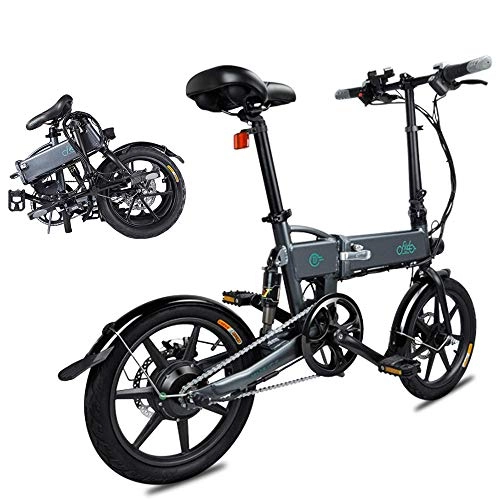 Electric Bike : Phaewo Folding Electric Bike Fiido D2 Ebike 7.8Ah Li-ion Battery 250W Three Work Modes 16 Inch with Front LED Light for Adult (D2-Gray)