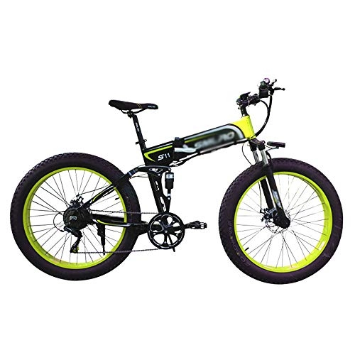 Electric Bike : PHASFBJ Folding Electric Bike, 48V 10Ah 350W Lcd Display City Electric Bicycle Mountain Electric Bike Mens Fat Tire Snow E-bike 26inch Bicycle for Adult 7 Speed, #2, 36V10AH
