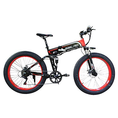 Electric Bike : PHASFBJ Folding Electric Bike, 48V 10Ah 350W Lcd Display City Electric Bicycle Mountain Electric Bike Mens Fat Tire Snow E-bike 26inch Bicycle for Adult 7 Speed, #3, 36V10AH