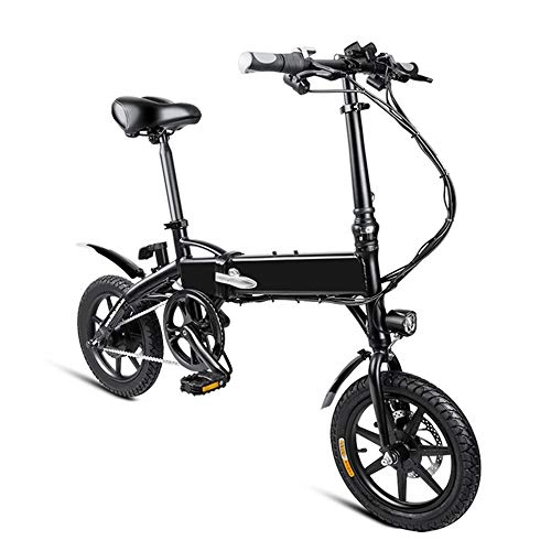 Electric Bike : PHASFBJ Smart Folding Electric Bike, 14inch Mini Electric Bicycle for Adults 36V with LCD Screen City E-Bike Powerful Mountain Ebike for Men Women City Commuting, Black