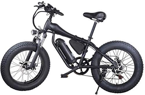 Electric Bike : PIAOLING Profession 20'' Electric Mountain Bike Removable Large Capacity Lithium-Ion Battery (48V 500W), Electric Bike 21 Speed Gear Three Working Modes Inventory clearance (Color : Black)