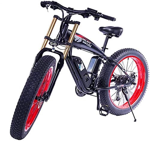 Electric Bike : PIAOLING Profession 20 Inch Fat Tire Variable Speed Lithium Battery, With Removable Large Capacity Lithium-Ion Battery(48V 500W), Electric Bike for Adults Inventory clearance (Color : Black red)