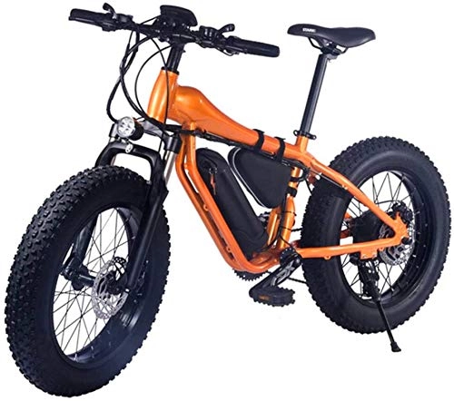 Electric Bike : PIAOLING Profession Adult Fat Tire Electric Bike, with Removable Large Capacity Lithium-Ion Battery(48V 500W) 27-Speed Gear And Three Working Modes Inventory clearance (Color : Orange black)