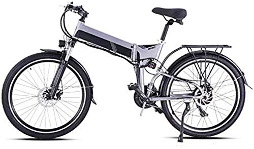 Electric Bike : PIAOLING Profession Electric Fat Tire Bike with 21 Speed Mountain Electric Bicycle Pedal Assist Lithium Battery Disc Brake (26Inch 48V 500W 12.8A) Inventory clearance (Color : Grey)