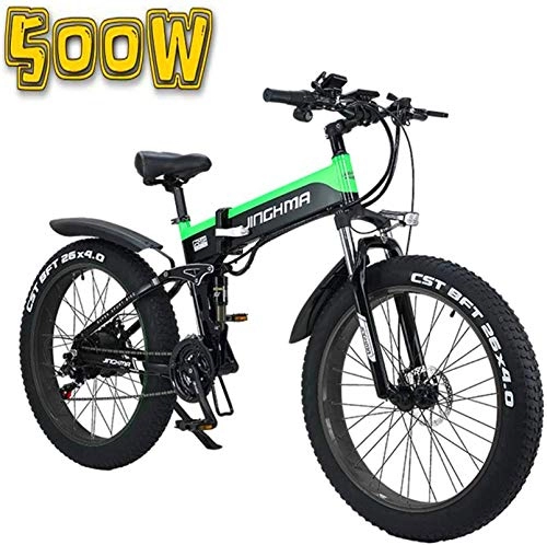 Electric Bike : PIAOLING Profession Folding Electric Bicycle, 26-Inch 4.0 Fat Tire Snowmobile, 48V500W Soft Tail Bicycle, 13AH Lithium Battery for Long Life of 100Km, LCD Display / LED Headlights Inventory clearance