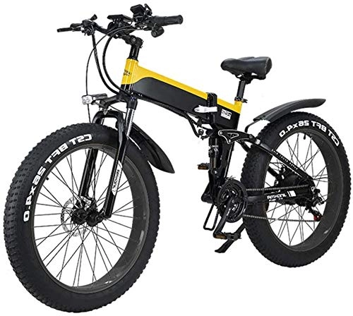 Electric Bike : PIAOLING Profession Folding Electric Mountain City Bike, LED Display Electric Bicycle Commute Ebike 500W 48V 10Ah Motor, 120Kg Max Load, Portable Easy To Store Inventory clearance (Color : Yellow)