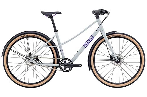 Electric Bike : Pinnacle Chromium 2 2019 Womens Urban Hybrid Bike with Mudguards Light Grey Tall