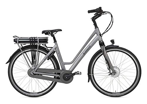 Electric Bike : POPAL E-Volution 8.3 28 Inch 50 cm Woman 8SP Roller brakes Silver grey