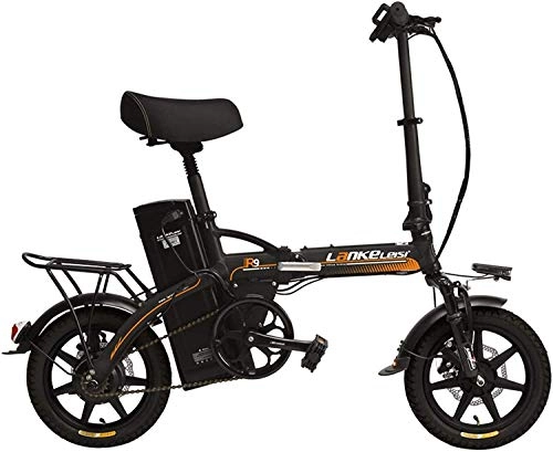 Electric Bike : Portable 14 Inches Folding Pedal Assist Electric Bike, 48V 23.4Ah Strong Lithium Battery, Integrated Wheel, Suspension EBike (Color : Yellow, Size : Plus 1 Spare Battery) plm46 (Color : Orange)