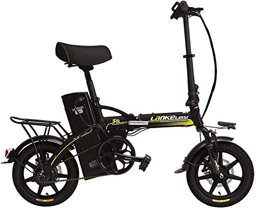 Electric Bike : Portable 14 Inches Folding Pedal Assist Electric Bike, 48V 23.4Ah Strong Lithium Battery, Integrated Wheel, Suspension EBike (Color : Yellow, Size : Plus 1 Spare Battery) plm46 (Color : Yellow)
