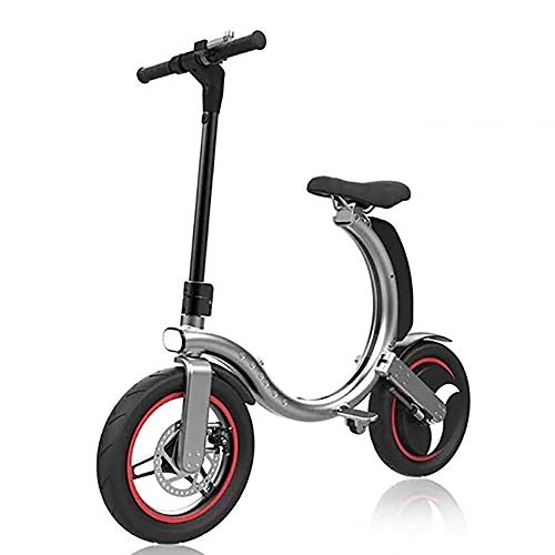 Electric Bike : Portable Folding Electric Bike Aluminum Alloy Frame 450W Double Disc Brake Battery Bicycle, For Outdoor Cycling Travel Work Out, Silver, 18km