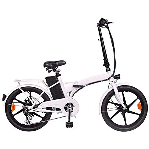 Electric Bike : Portableadult Electric Bike, with 36V 10AH Lithium Battery Variable Speed Folding 20-Inch Battery Car Aluminum Alloy Scooter, White