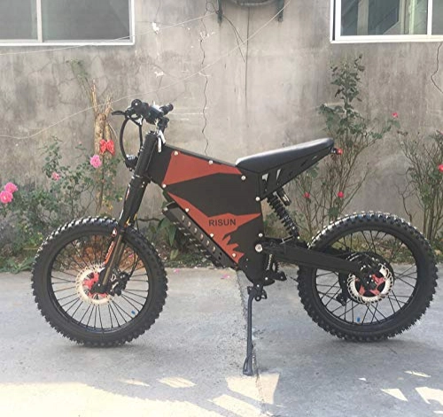Electric Bike : Powerful Exclusive Customized 72V 5000W FC-1 Stealth Bomber Electric Bicycle with 72V 40AH Battery (Motorcycle Seat, with 70 / 100-19 Off-Road Tire)