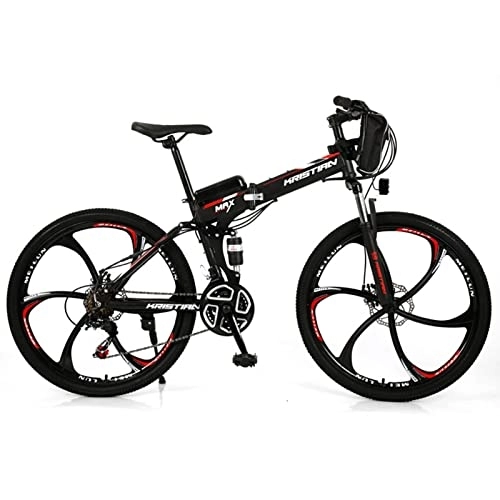 Electric Bike : PrimaevalColossus E-Bike Electric Mountain Bike 350W Motor Power Assist Adult Ebike with 36V Mid Drive Motor & Removable Lithium Battery for Trail Riding / Excursion / Commute, Black Red, 36V16AH