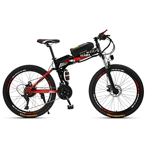 Electric Bike : PrimaevalColossus Electric Mountain Bike wiht Removable Lithium Battery E-Bike Adult Motor Powered Mountain Bicycle 21 Speed Integrated Wheel Ebike, Red
