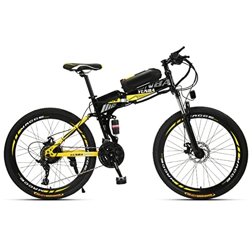 Electric Bike : PrimaevalColossus Electric Mountain Bike wiht Removable Lithium Battery E-Bike Adult Motor Powered Mountain Bicycle 21 Speed Integrated Wheel Ebike, Yellow