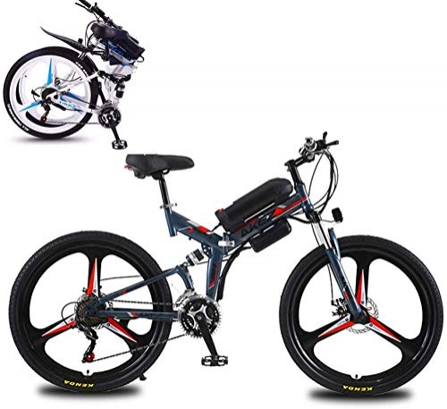 Electric Bike : Profession 26" Foldable Electric Mountain Bike, High-Carbon Steel Electric Bikes for Adult, 10Ah Lithium Battery Full Suspension Hydraulic Disc Brake 21-Speed Electric Bicycle for Mens Inventory clear