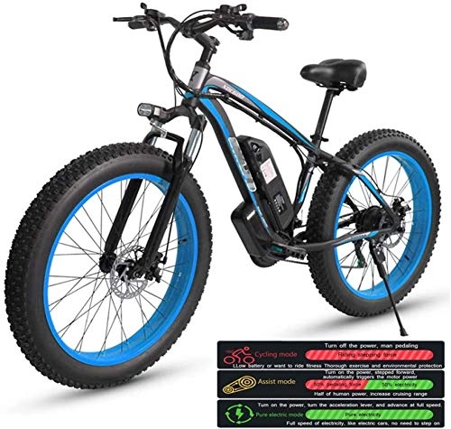 Electric Bike : Profession Electric Mountain Bike for Adults, Electric Bike Three Working Modes, 26" Fat Tire MTB 21 Speed Gear Commute / Offroad Electric Bicycle for Men Women Inventory clearance ( Color : Blue )