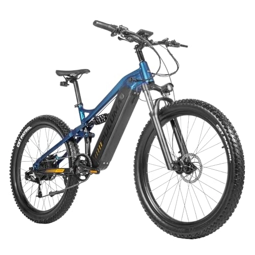 Electric Bike : PULUMA PH001 Electric Bike 27.5 inch Panasonic battery 48V 20AH electric pedal assist tires 27.5 "x 2.8", hydraulic disc brakes (Black and blue)
