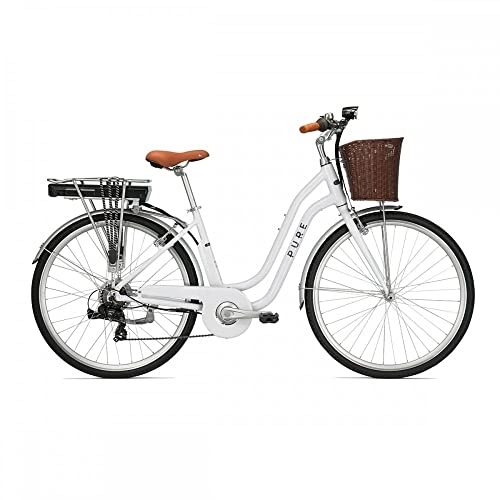 Electric Bike : Pure Free Step City Electric Hybrid Bike Low Step 28 Mile Range Dutch Style Ebike LCD Display, Shimano 7 Speed Gears For Easy Hill Climbing