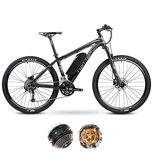 Electric Bike : PXQ 27 Speeds Off-road Bicycle 26 / 27.5Inch IP65 waterproof Electric Mountain Bike 36V 10.4Ah E-bike with LCD 5-speed Smart Meter, Dual Disc Brakes and Shock Absorber E-bike, Gray, 27.5Inch