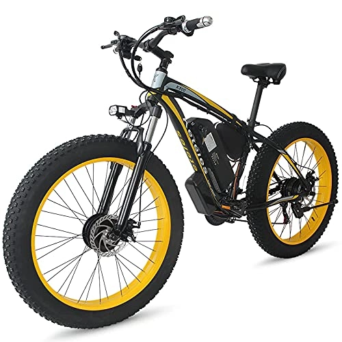 Electric Bike : QBAMTX 26" Electric Bike for Adult Electric Mountain Bike Ebike All Terrain Fat Tire Electric Bicycle with 1000W Removable 17.5AH 48V Lithium-Ion Battery Beach Dirt Bike 21 Speed