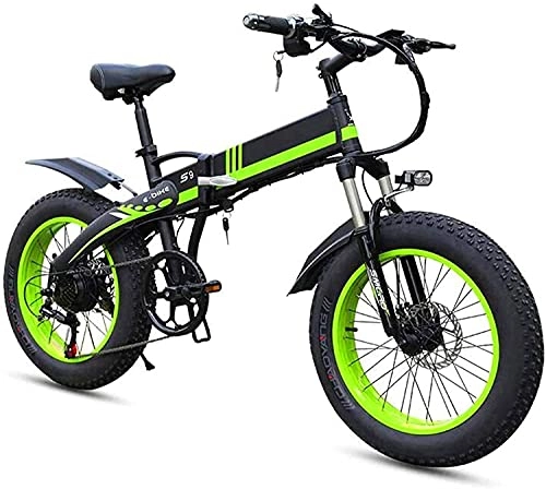 Electric Bike : QBAMTX Electric Bike Adult, Electric Mountain Bike 20 Inch, Urban Commuter Folding E-bike 7-Speeds Transmission System, Lightweight Aluminum Pedal Assist Bicycle 48V 350W Rechargeable Li-ion Battery