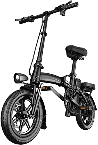 Electric Bike : QBAMTX Folding Electric Mountain Bike for Adult, 14inch Small Electric Bike E-bike with 400W Motor 48V 10Ah Removable Lithium Battery for Commuter Travel