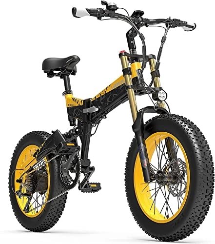 Electric Bike : QDCFY Lankeleisi X3000plus-UP 20 Inch 4.0 Fat Tire Snow Bike (Yellow)