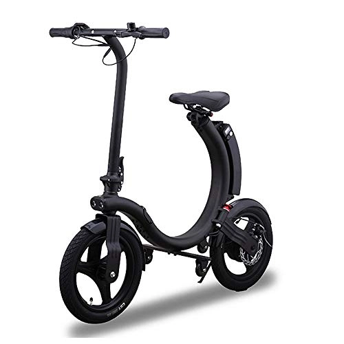 Electric Bike : QHTC Electric Bike, C-Type Folding Electric Folding Electric Bike14-Inch Electric Bicycle Moped with Removable Battery Lightweight 15Kg / 33Lbs Suitable for Men Women City Commuting, Black