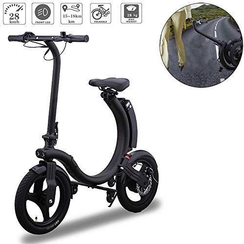 Electric Bike : QHTC Electric Bike, C-Type Folding Electric Folding Electric Bike14-Inch Electric Bicycle Moped with Removable Battery Lightweight 15Kg / 33Lbs Suitable for Men Women City Commuting, Red