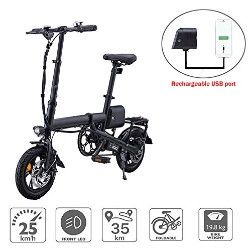 Electric Bike : QHTC Electric Bike, Folding Electric Bike with Usb Port, Max Speed 35 Mph Portable Folding Bicycle for Sports Outdoor Cycling Travel Work Out And Commuting