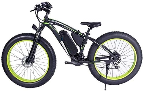 Electric Bike : Qinmo Electric bicycle, 1000W Electric Bike 48V 13Ah Mens Mountain Bike 26" Fat Tire Ebike Road Bicycle Beach / Snow Bike with Dual Hydraulic Disc Brakes and Suspension Fork (Color : Black)