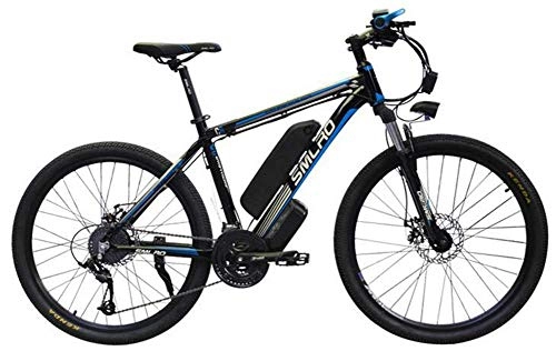 Electric Bike : Qinmo Electric bicycle, 26" Electric Bike for Adults, Ebike with 1000W Motor 48V 15AH Lithium Battery Professional 27 Speed Gear Mountain Bike for Outdoor Cycling (Color : Blue)