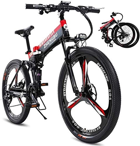 Electric Bike : Qinmo Electric bicycle, Electric Mountain Bike for Adults, 400W Aluminum Alloy Ebike with 48V 10AH Lithium-Ion Battery 27 Speed Gear Commute / Offroad Electric Bicycle for Men Women (Color : Red 2)