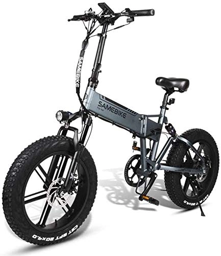 Electric Bike : Qinmo Electric bicycle, XWXL09 Electric Bike for Men And Women, 500W Aluminum Alloy Ebike with 48V 10.4AH Lithium Battery USB Interface, Full Suspension Folding Bike for Adults (Color : Grey)