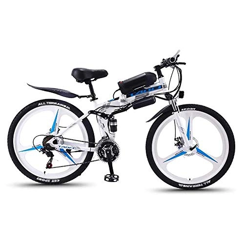 Electric Bike : Qinmo Folding Adult Electric Mountain Bike, Removable 36V 8 / 10 / 13Ah Lithium-Ion Battery for, Premium Full Suspension 26 inch Electric Bicycle, 21 / 27 Speed (Color : 27 speed, Size : 8ah)